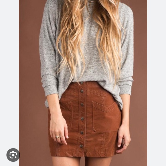 Free People Vegan Leather Button Mini Skirt - Picture 1 of 8